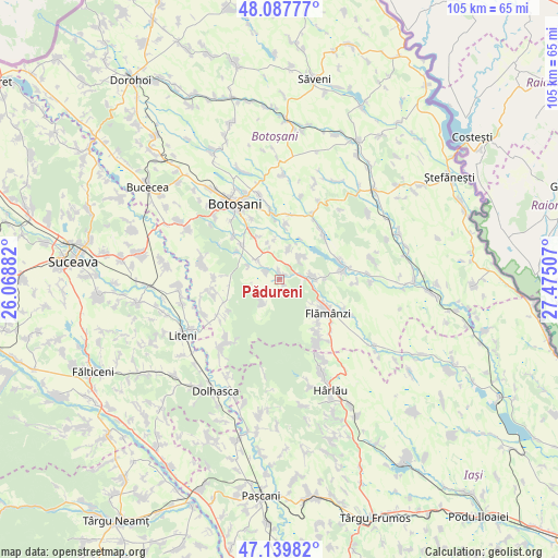 Pădureni on map