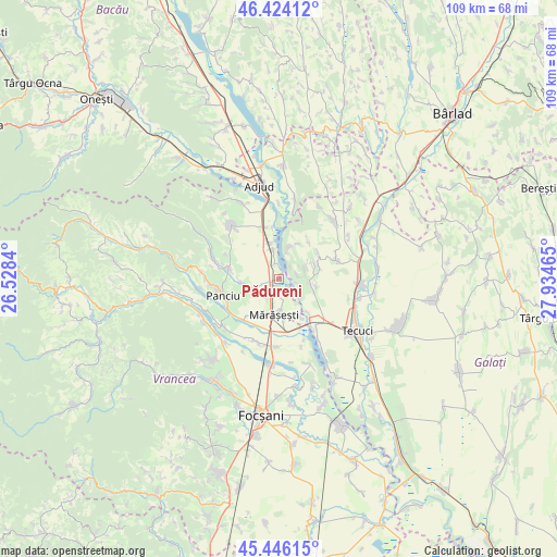 Pădureni on map