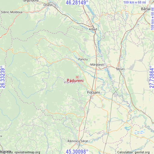 Pădureni on map