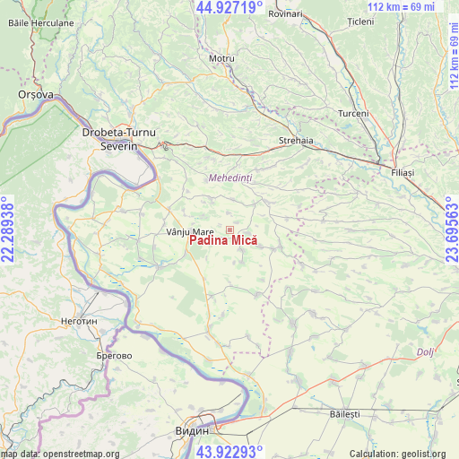 Padina Mică on map