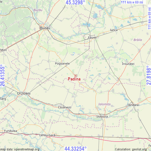 Padina on map