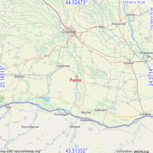 Padea on map