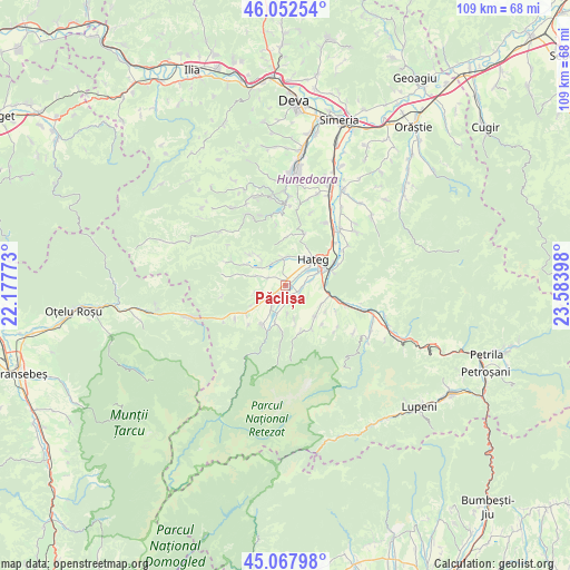 Păclișa on map