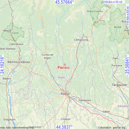 Păcioiu on map