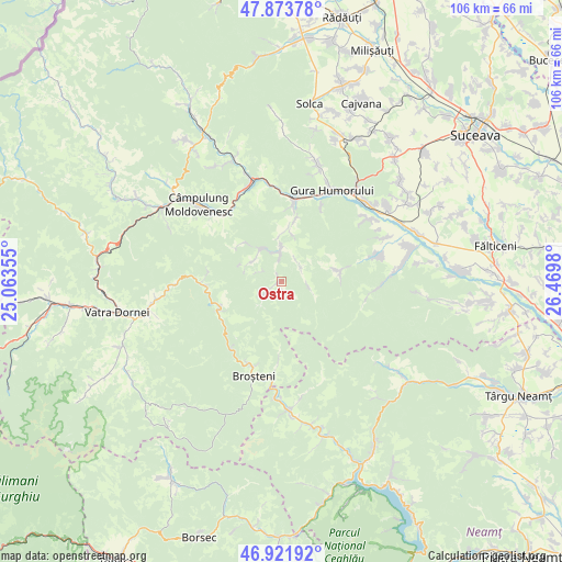Ostra on map
