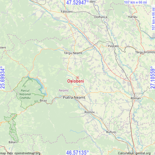 Oșlobeni on map