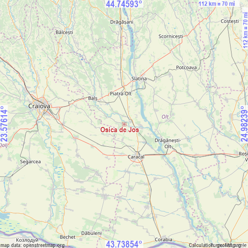 Osica de Jos on map