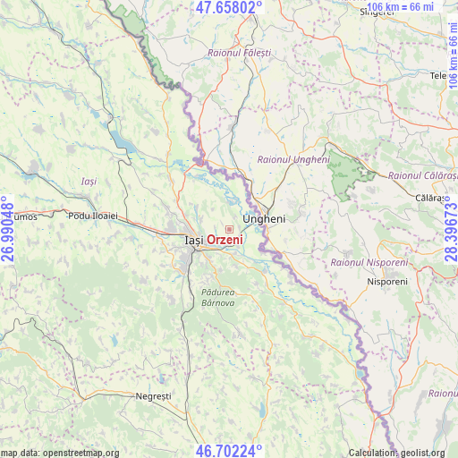 Orzeni on map