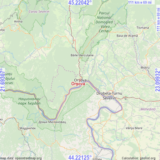 Orşova on map