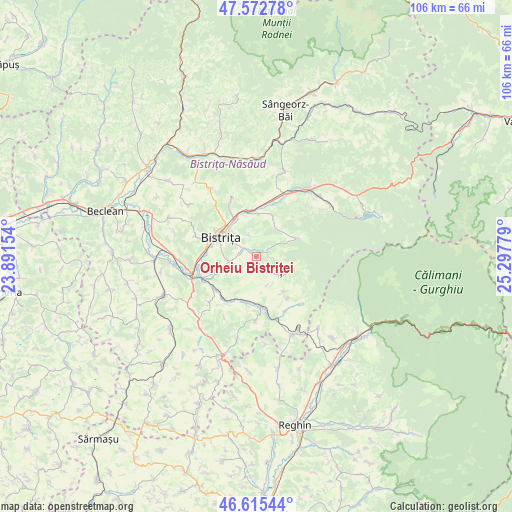 Orheiu Bistriței on map