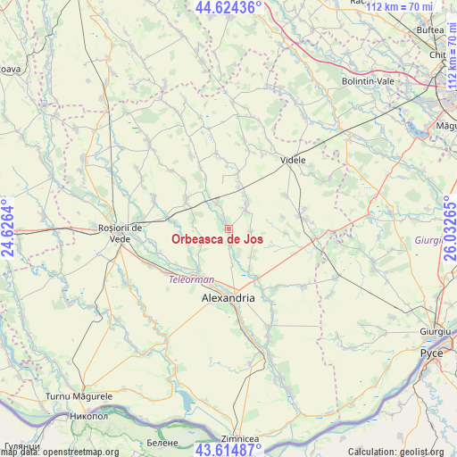 Orbeasca de Jos on map