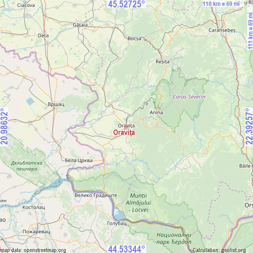 Oraviţa on map