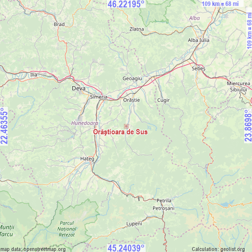 Orăştioara de Sus on map