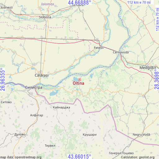 Oltina on map