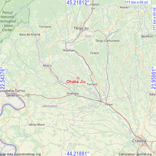 Ohaba Jiu on map