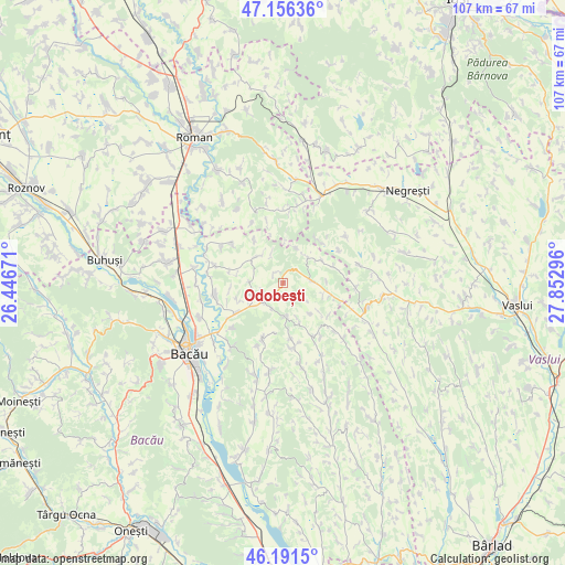 Odobești on map