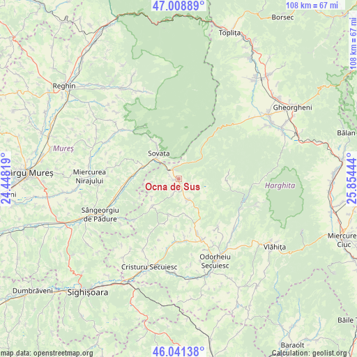 Ocna de Sus on map