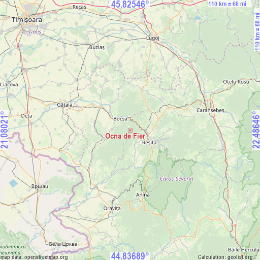 Ocna de Fier on map