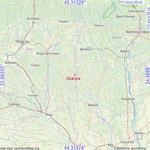 Obârșia on map