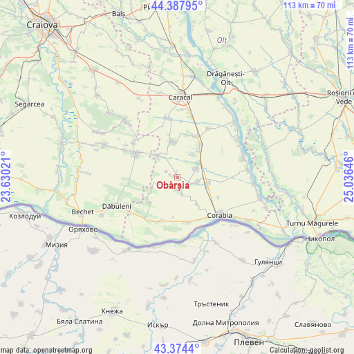 Obârşia on map