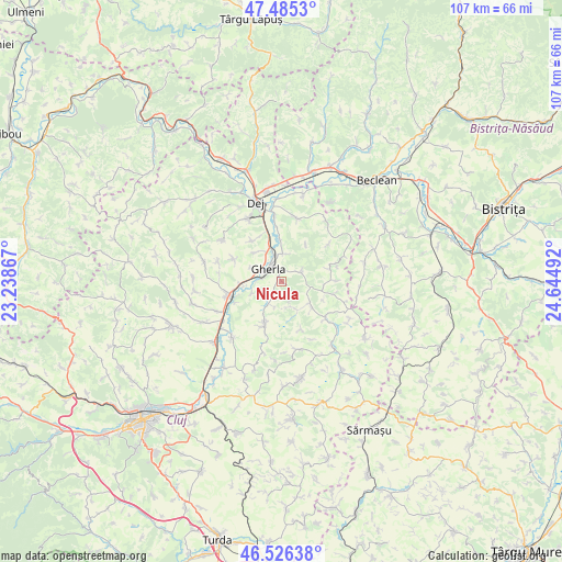 Nicula on map