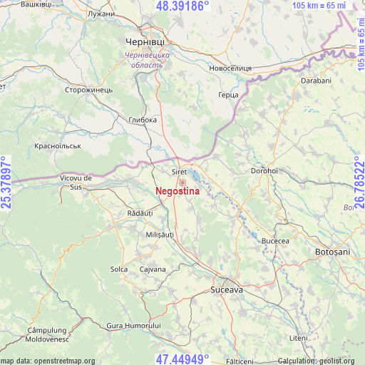 Negostina on map