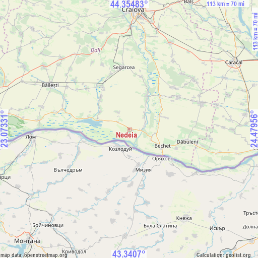 Nedeia on map