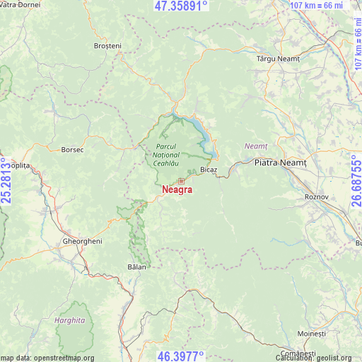 Neagra on map