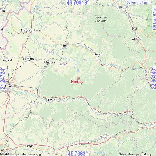 Nadăș on map