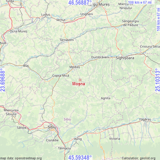 Moşna on map