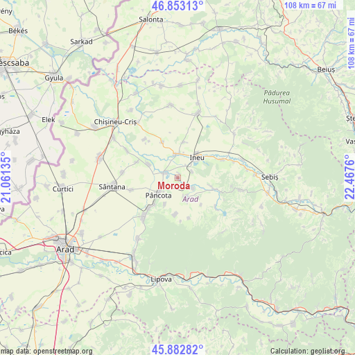 Moroda on map