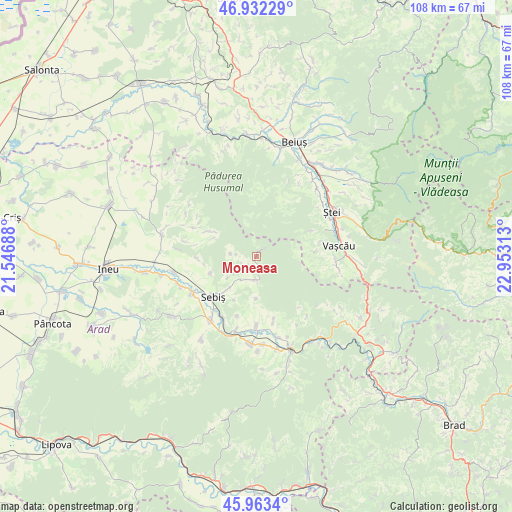 Moneasa on map