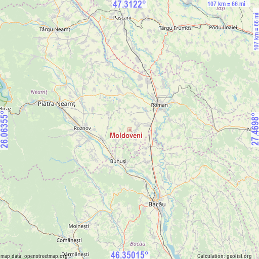 Moldoveni on map