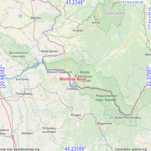 Moldova Nouă on map