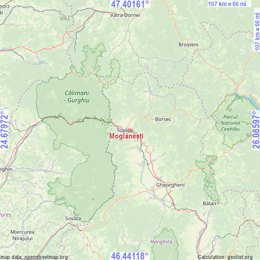 Moglănești on map