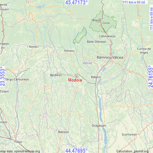 Modoia on map