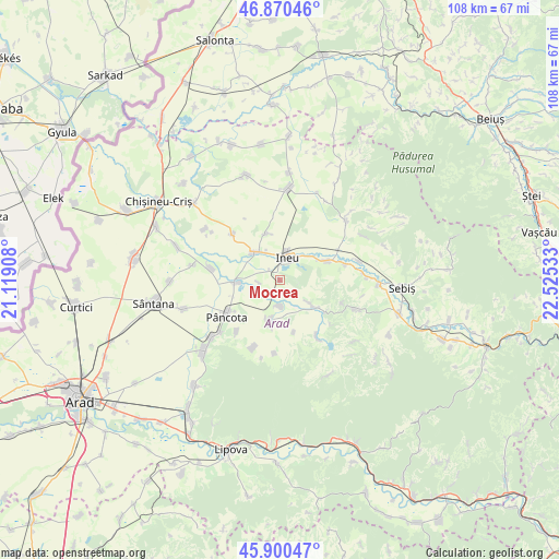 Mocrea on map