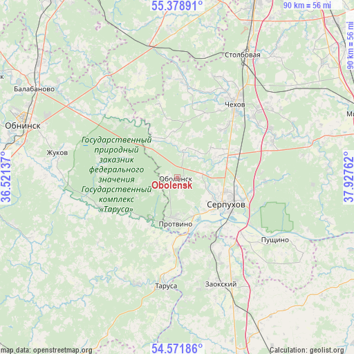 Obolensk on map