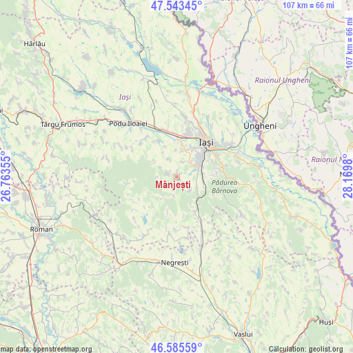 Mânjești on map