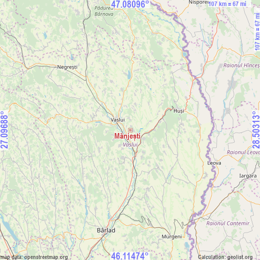 Mânjești on map