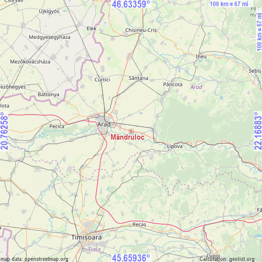 Mândruloc on map