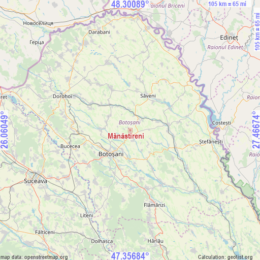 Mânăstireni on map