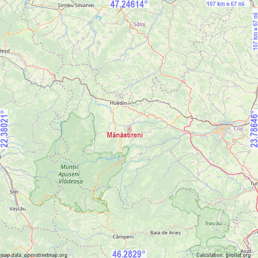 Mânăstireni on map