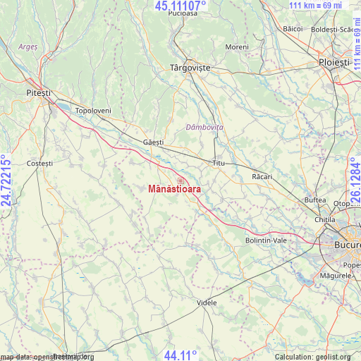 Mânăstioara on map