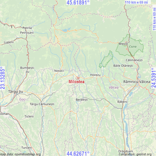 Milostea on map