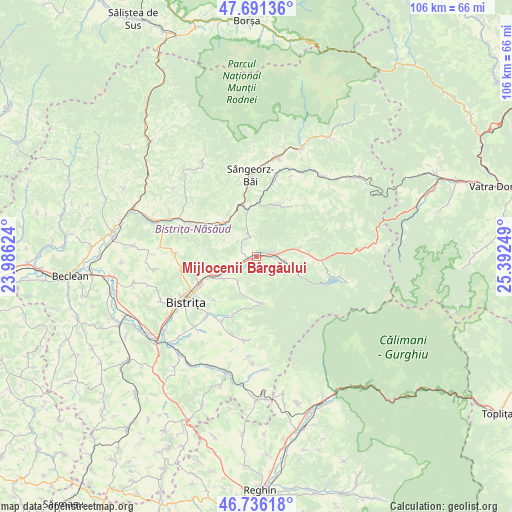 Mijlocenii Bârgăului on map