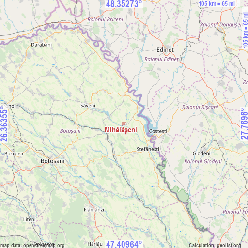 Mihălăşeni on map