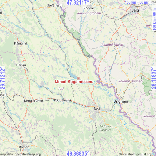 Mihail Kogălniceanu on map