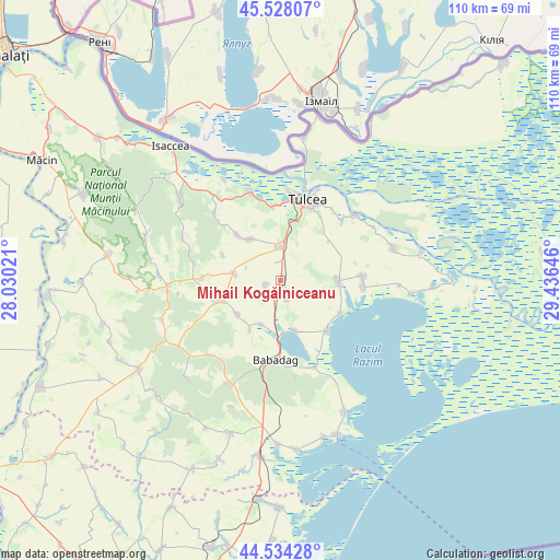 Mihail Kogălniceanu on map