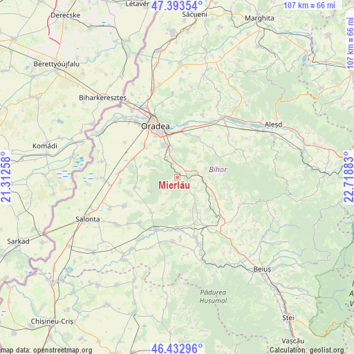 Mierlău on map